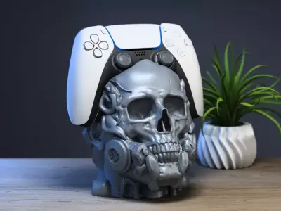 Human Robot skull Ps5 controller stand 3D print model
