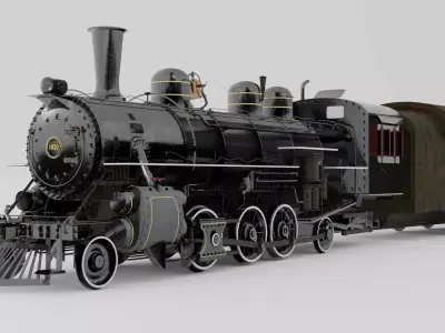 Essex Steam Train Engine Locomotive and Wagons 3D model