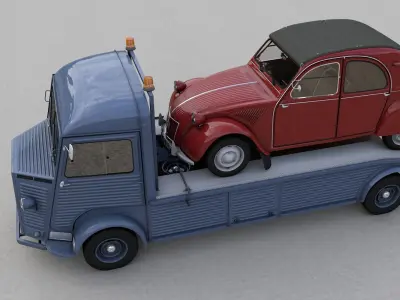 CITROEN HY TRUCK 1950 and CITROEN 2CV 1957 3D model