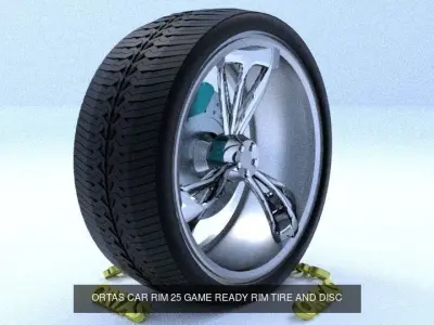 ORTAS CAR RIM 25-26 GAME READY RIM TIRE AND DISC 3D Model Pack