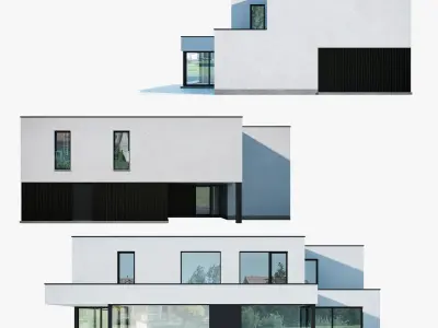 Modern House 01 White and black 3D model