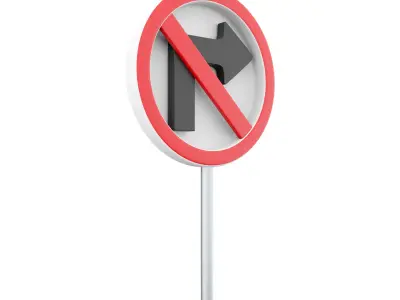 3d  Turn Right Traffic Road Sign  cartoon icon 3D model