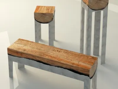 aluminum wood furniture 3D model