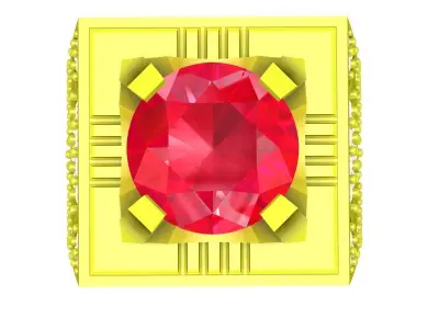 Luxury Square Ruby and Diamond Men Ring 3D Model 4913 3D print model