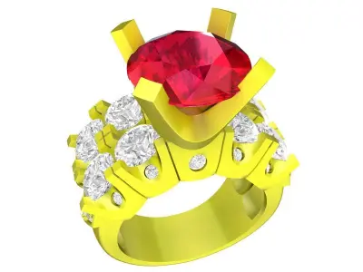 A7224 Luxury Korean Style Fashion Diamond Women Ring 3D Model 3D print model