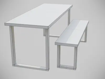 Dining Table set stylised Low-poly 3D model