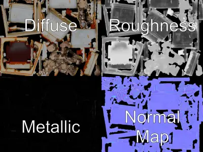 Industrial Dumpster with Debris Model Pack for Environment De... Low-poly 3D model