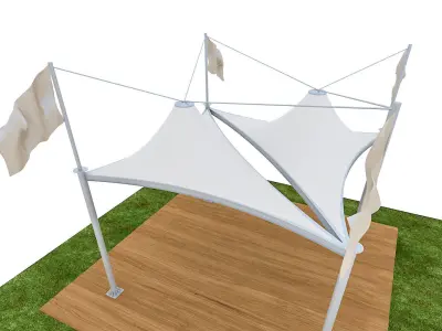 Tensile Membrane  Tent Roof Shade exterior  3D Model Low-poly 3D model