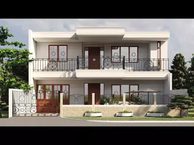 Classic Style 2 Storey House SketchUp Lumion Files Low-poly 3D model