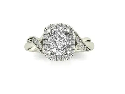 Cushion Shape unique engagement ring 3D print model
