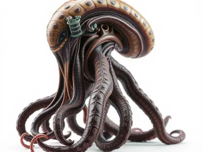 Steampunk Octopus Creature Model Pack Low-poly 3D model