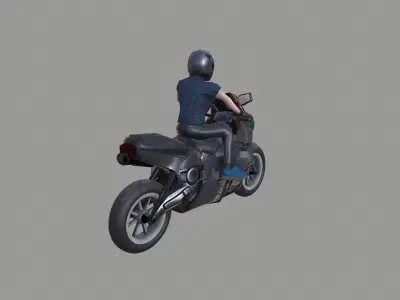 Motor Bike Rider Low-poly 3D model