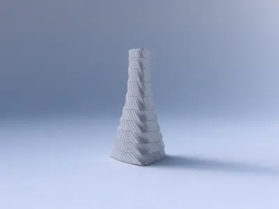 Vase grounded triangle with distorted and twisted grid plates 3D print model