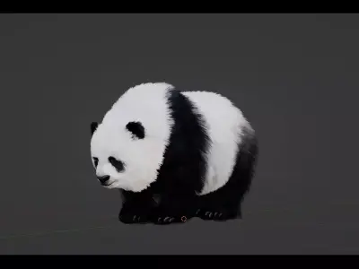 Panda Bear Low-poly 3D model 2