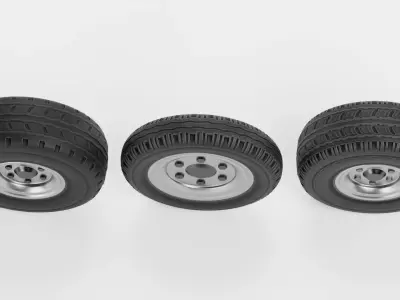 Tire Collection - 3 Automotive Wheels Low-poly 3D model