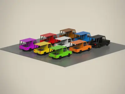 Cartoon Car Collection Low-poly 3D model