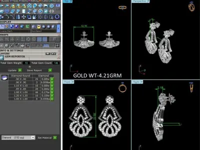 Women Round Earrings 3dm STl OBJ FBX Render Details 3D print model