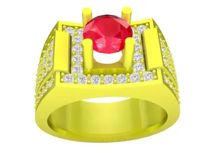 Luxury Pave Halo Men Ring Jewelry Model 4457 3D print model