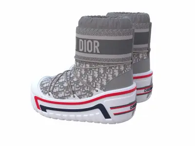 Dior Alps Snow Ankle Boots Gray Low-poly 3D model