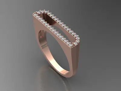 alphabet jewelry ring diamond letter D 3D print model