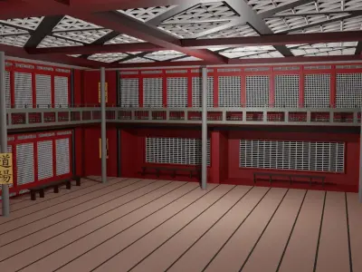 Japanese Dojo Low-poly 3D model