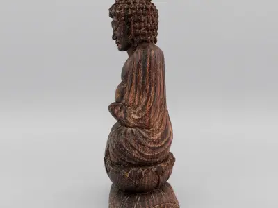 wooden Buddha statue - photoscan Low-poly 3D model