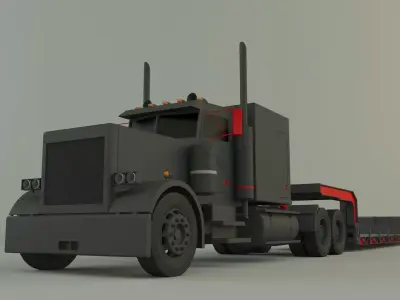 truck 3ax lowbed trailer 3D model