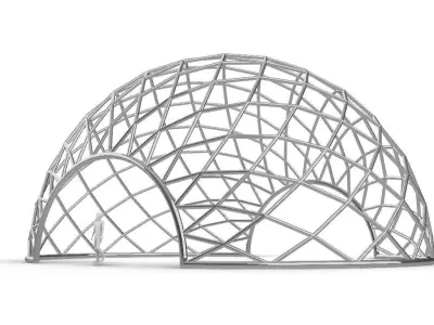 Diagonal Wireframe Dome Architectural Stand Alone Structure v3 3D model