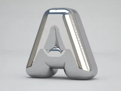 Silver A Balloon 3D model