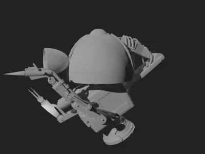 Old mechanical robot Low-poly 3D model