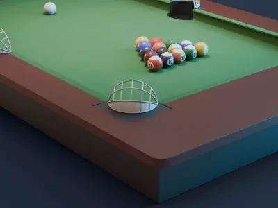 Poolball Soccer Table - Soccer Pool Billard 3D model