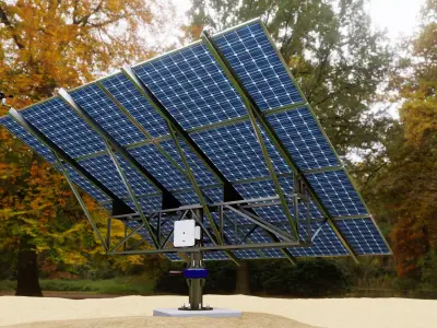 Solar Tracker Pole-2x4 Panel Layout-SOLAR-SIM V01 Low-poly 3D model