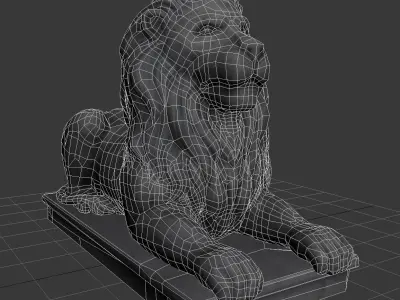 Stone Lion Statue Low-poly 3D model