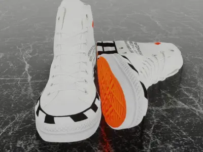 CONVERSE X CHUCK TAYLOR ALL STAR 70 HI OFF WHITE 3D SHOES Low-poly 3D model