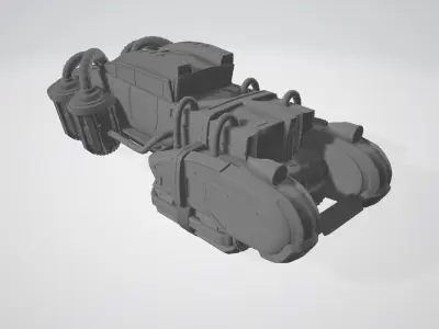 Futuristic car in retro style 3D print model 3D print model