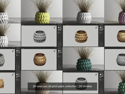20 vase pot 3d print pack collection