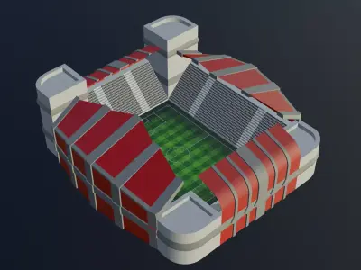 Football Stadium - Red Low-poly 3D model