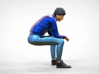 N3 Sitting man waiting 3D print model