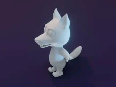 Cartoon Wolf Animated and Rigged Base Mesh 3D Model Low-poly 3D model