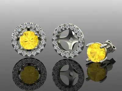 Women Diamond Earrings 3D print model 86