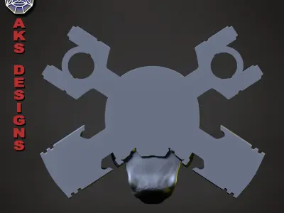 Biker skull v7 Bas relief 3D print model