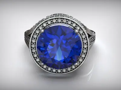 Cocktail Gemstone Sapphire Ring Free 3D print model