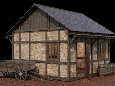 Medieval Village Asset 02 - 4K Textures Game Ready Low-poly 3D model