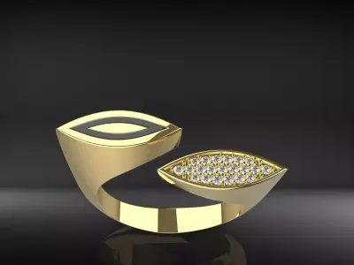 2 sided marquise ring with stones and enamel 3D print model
