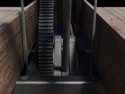 Old wooden handcar Low-poly 3D model