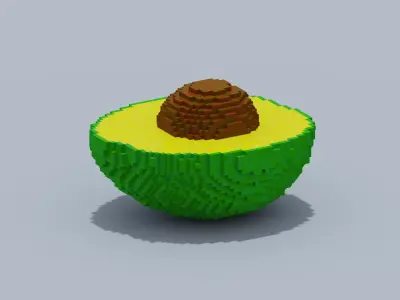 Voxel Avocado Low-poly 3D model