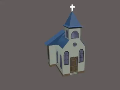 Church Low-poly 3D model with roof Free low-poly 3D model