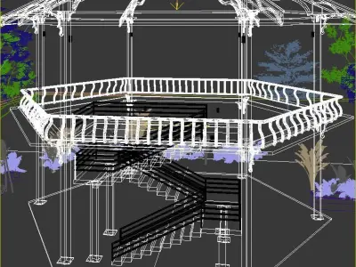 GAZEBO in middle of park 3D model