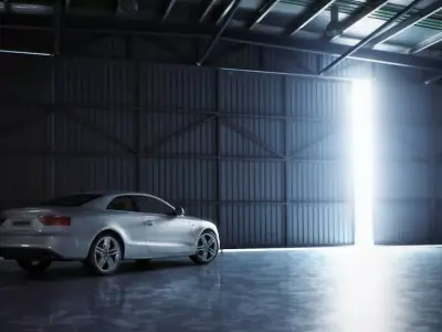 White Audi A5 In Garage 3D model