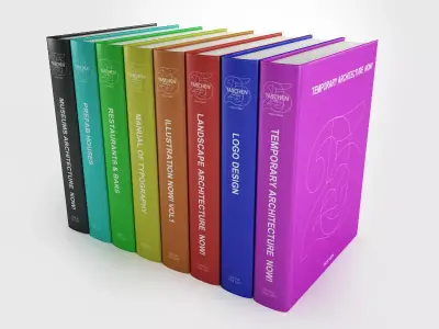 Taschen collection five different colored books 3D model